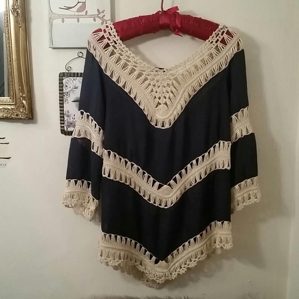crochet boho top, S - Picture 3 of 6